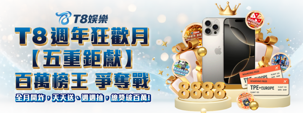 娛樂城優惠 T8娛樂城 周年慶專屬